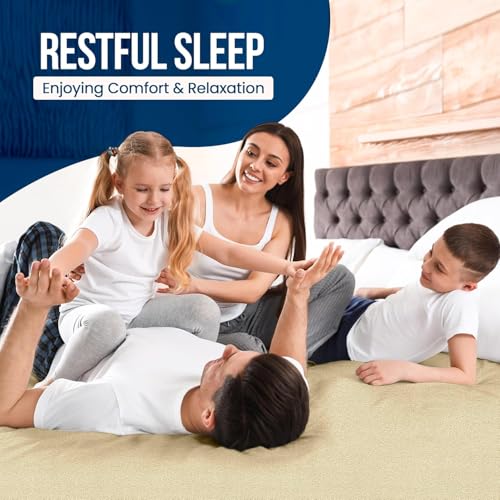 Image of 100% Waterproof Premium Cotton Feel Mattress Protector Double Bed Size, 72x72 Inches | Breathable and Hypoallergenic Ultra Soft Fitted Bed Protector Cover Fits Upto 10 Inches-(Beige)