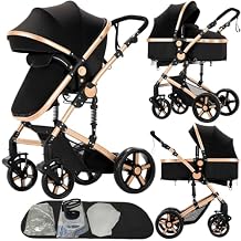 Nine point nine 2 in 1 Baby Stroller, Reversible Convertible Infant Stroller of One-Click Folding, Newborn Travel Strollers Toddler Standard Pram Carriage 2US588-BG