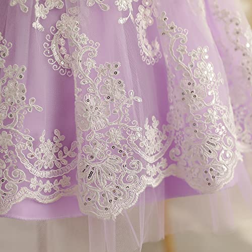 Hnxdyy Baby Girl Tutu Dress Lace Bowknot Princess Birthday Wedding Tutu Gown #790 Purple Size(100) 2-3 Years #TOP5