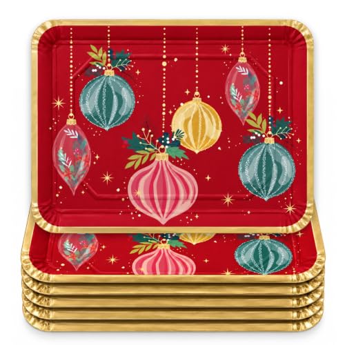 Bandejas de Cartón para Servir, Diseño Navidad, 6 Unidades