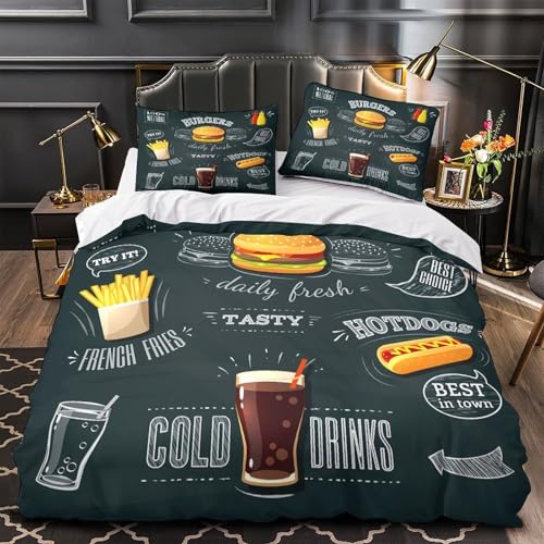 Housse de couette douce et confortable motif fast-food