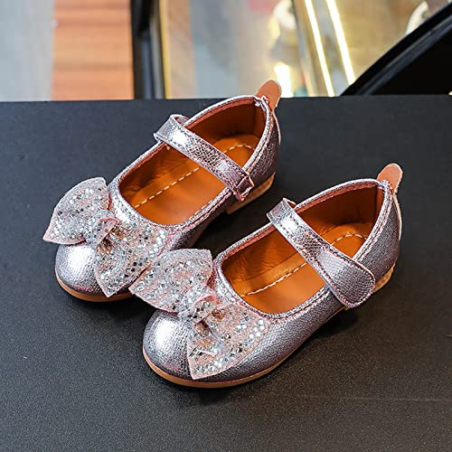 Fashion Autumn Girls Casual Shoes Flat Light Solid Color Sequin Bow Cute Shiny Dress Shoes Rubber Winter Boots Kids2