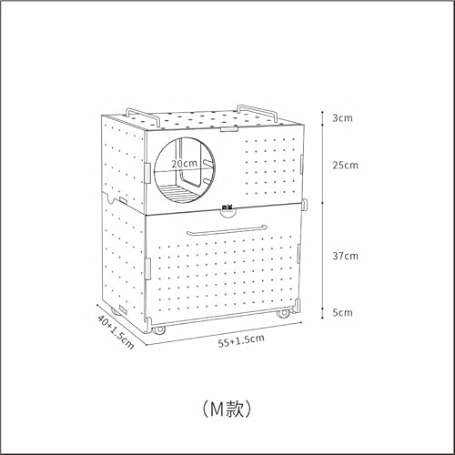 Purr Knave Caixa de areia para gatos com caixa de madeira e rodas, fácil limpeza