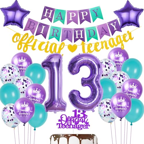 Ufficiale Adolescente 13 Compleanno Decorazione Ragazza, Palloncino Viola Oro Viola