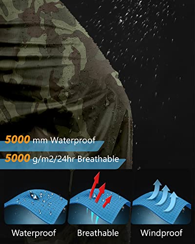 33,000Ft Men's Rain Pants, Waterproof Rain Over Pants, Windproof Outdoor Pants For Hiking, Fishing Camouflage #TOP2