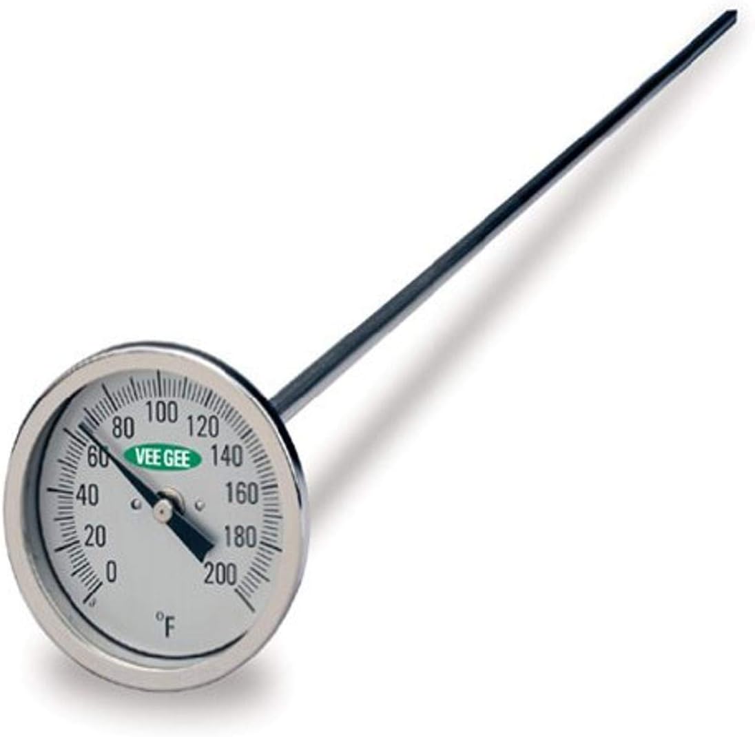 VeeGee Dial Compost Thermometer, with Glass Face, 12" Stem, 3" Dial, -40 to 160 Degrees F