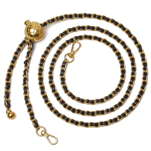 DORIS&JACKY 54 Inches Adjustable Purse Chain Strap, Thin Shoulder Crossbody Replacement Strap with Metal Ball (6-Brass gold black)