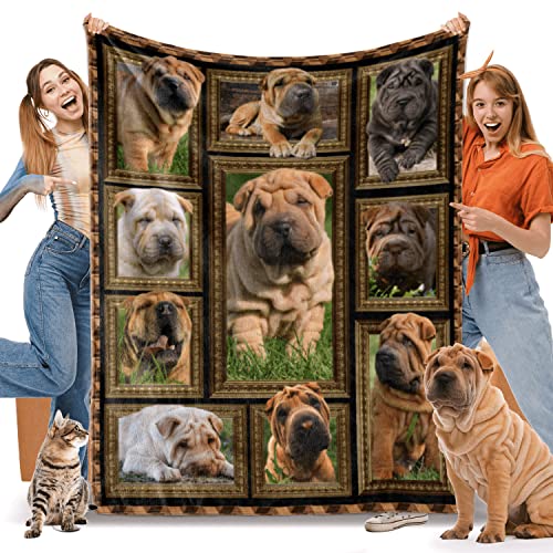 Shar Pei Dog Blanket for Women Men Kids, Gifts for Shar Pei Dog Lover, Soft Cozy Lightweight Warm...