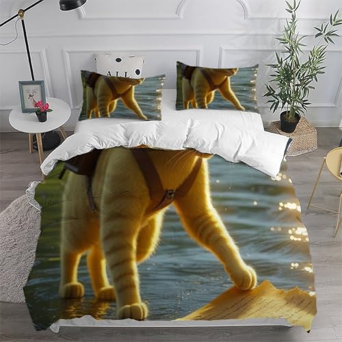 Housse de couette chaton orange microfibre pour lit king size - 6