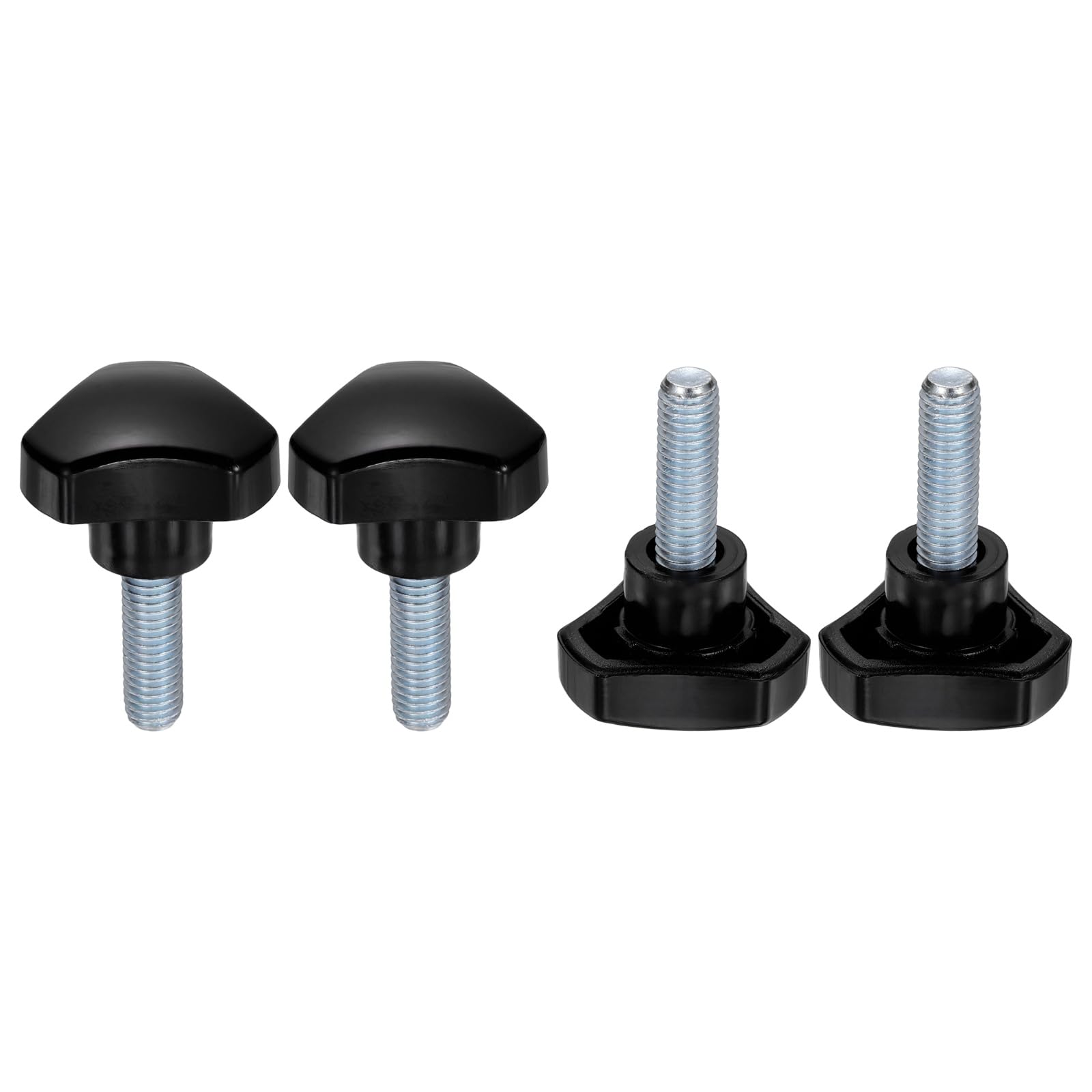sourcing map 4 Pcs Triangle Handle Knobs M8 x 25mm (1.25mm Pitch) Male Thread Metric Carbon Steel Hand Tightening Clamping Screws Threaded Stud Knob Bolts for Woodworking Jigs, Black โ image 1