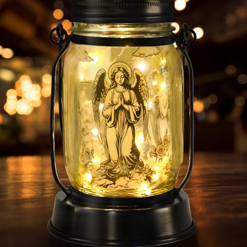 Guardian Angel Gifts for Women/Men Angel Praying Solar Lantern Mom Birthday, Mothers Day, Christmas Gifts,Sympathy Solar Lantern Garden Decoration Outside for Yard, Patio,Backyard,Porch, Torches