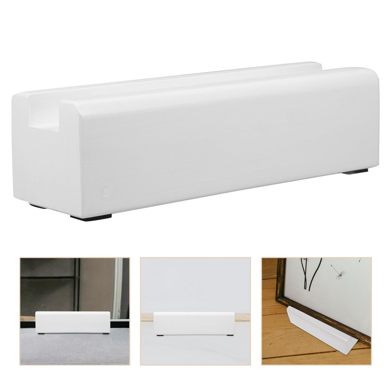 DOITOOL Support de Miroir sur Pied en Bois Blanc Bords Courbés, Design Moderne Élégant, Stabilité Renforcée pour Présentoir à Œuvres d'art Les Intérieurs Contemporains