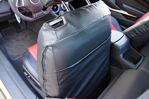 Chevy Camaro 2016- Black/Red Artificial Leather Custom Made Original Fit Front Seat Cover #TOP5