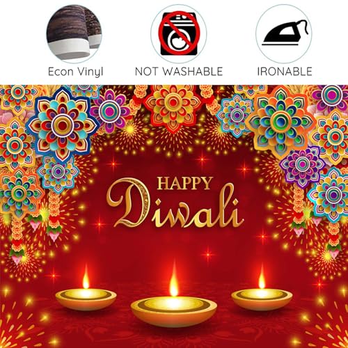 Image of 15x10FT Happy Diwali Backdrop Banner Decor, Festival Lights Indian Happy Diwali Decorations Party Supplies Deepavali Photography Background for Indoor Outdoor Garden,Yard, Party Home Decor