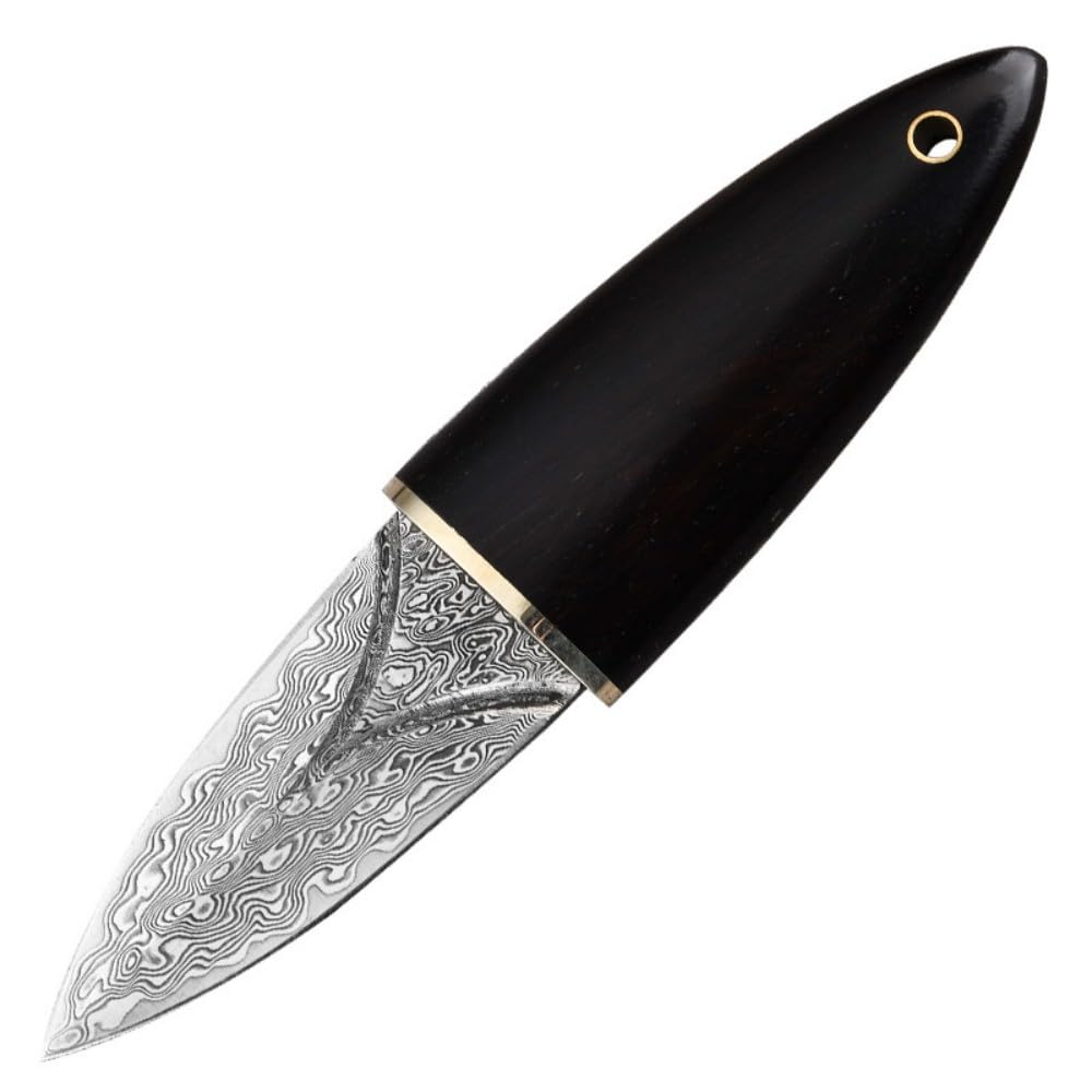 Aibote VG10 67 Layers Damascus Stainless Steel Fruit Knife,Kitchen Paring Knife,Home Puer Puerh Tea Knife Needle Outdoor Portable Multi-purpose Tool With Ebony Wood&Sheath