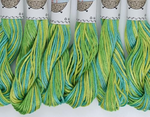Image of KCS Big skeins of 25 Meters Size 25 Color Variegated Cross Stitch Stranded Threads,6 skeins,4050