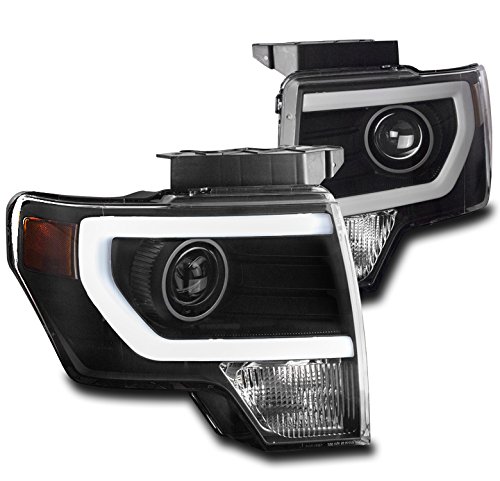 ZMAUTOPARTS LED DRL Black Projector Headlights Headlamps Lamps Compatible with 2009-2014 Ford F-150