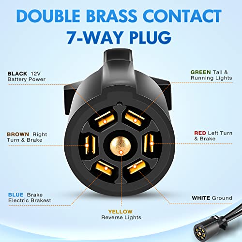 Image of Nilight 7 Way Trailer Plug Y Pigtail Splitter Double Brasse