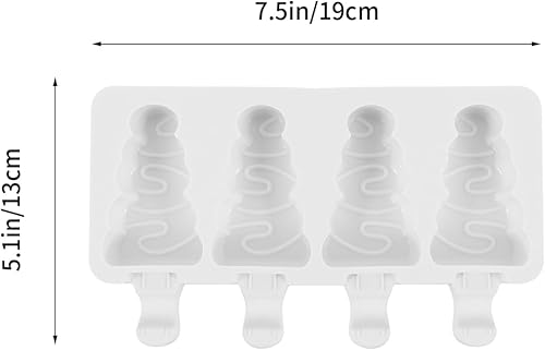 Miniatura 5 de Cabilock Molde de helado de silicona para paletas de hielo para árbol de Navidad, pastel de bricolaje con palos de madera, 1 juego