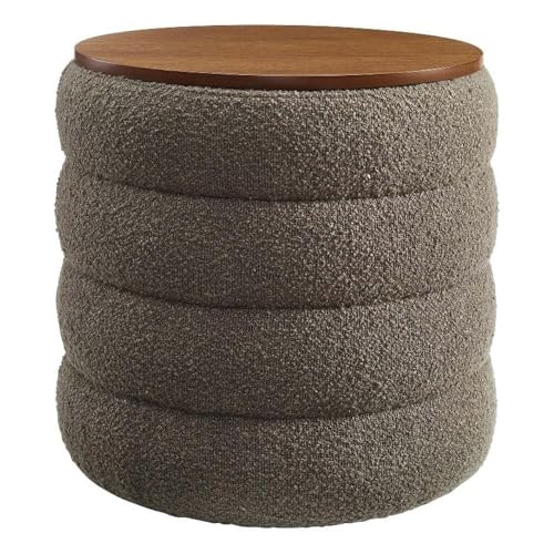 Modway Mezzo Tabouret de rangement rond en tissu bouclé en galets – Ottoman touffeté – Repose-pieds rembourré – Table d'appoint ou d'appoint...