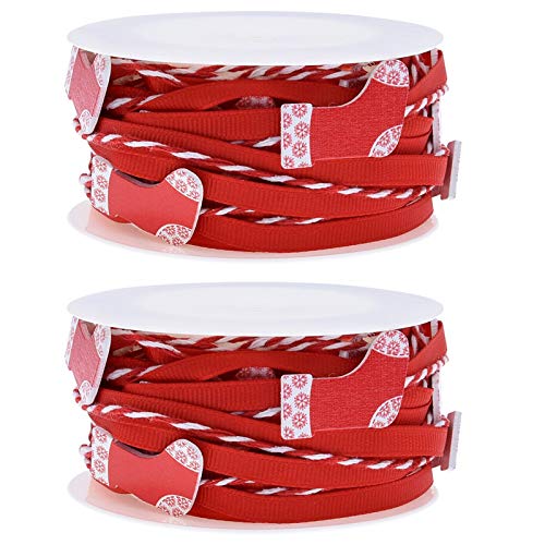 2 Roll/4 Roll Christmas Polyester Ribbon Cartoon Heart Tree Candy Cane Stocking Pattern String