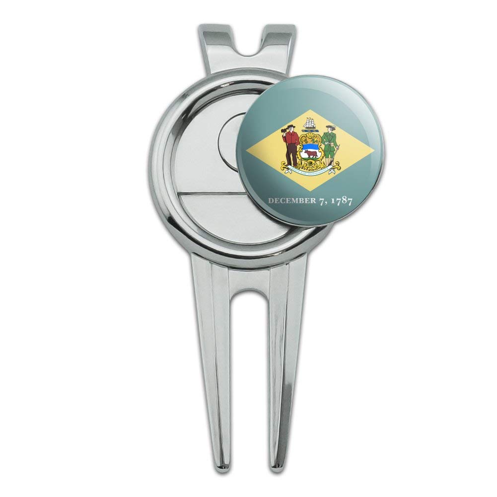 GRAPHICS & MORE Delaware State Flag Golf Divot Repair Tool and Ball Marker