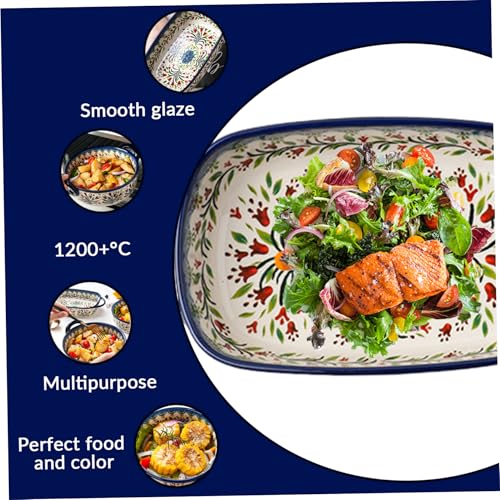 Plato de horno de cerámica de 730 ml y fuente rectangular con asas para lasaña 5