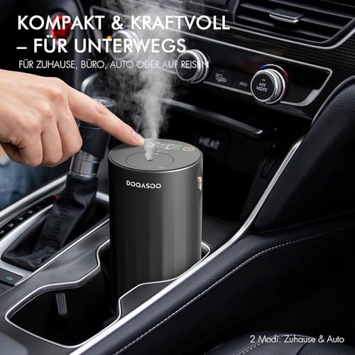DOQASOO Wasserloser Aroma Diffuser Kabellos, 96H Akku, Leiser Diffusor für Ätherische Öle Ohne Wasser Mit Timer & 4 Nebel Ebenen- Tragbar für Zuhause, Büro & Auto