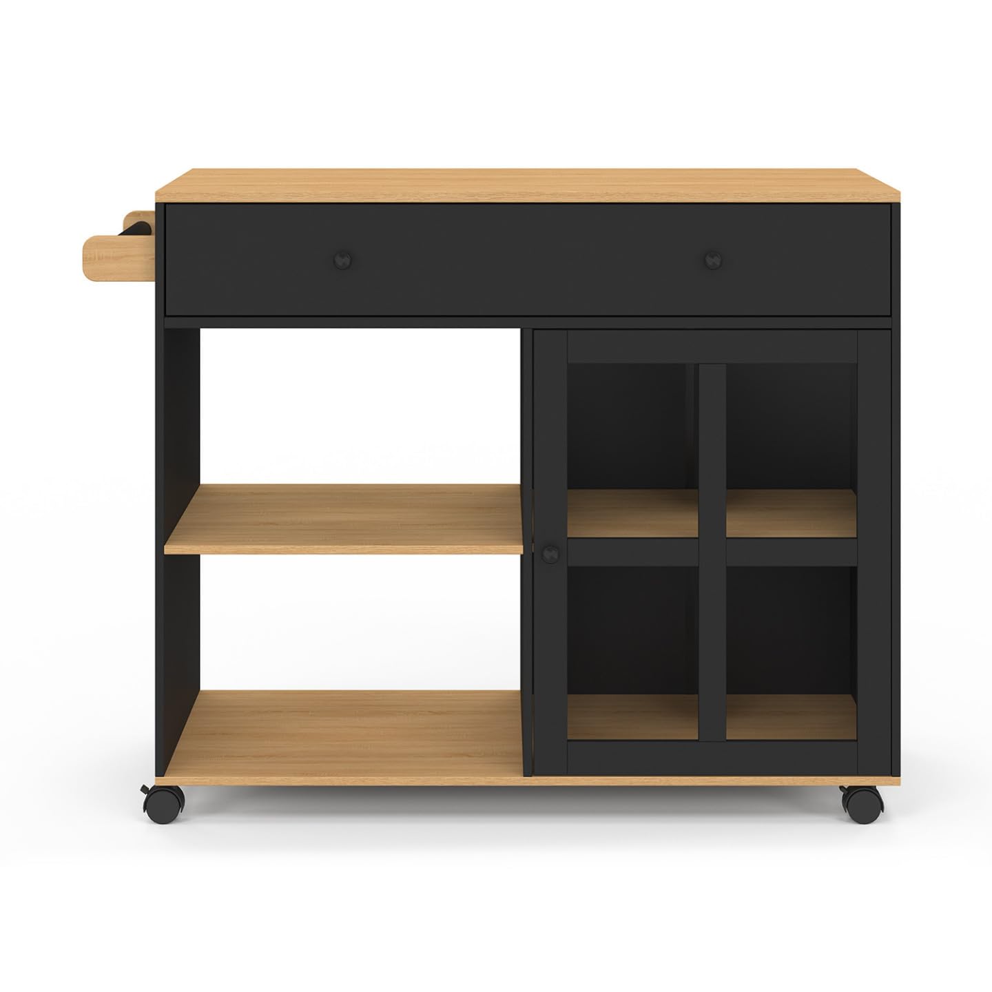 IDMarket - Desserte de Cuisine Achille XXL Noir et Bois
