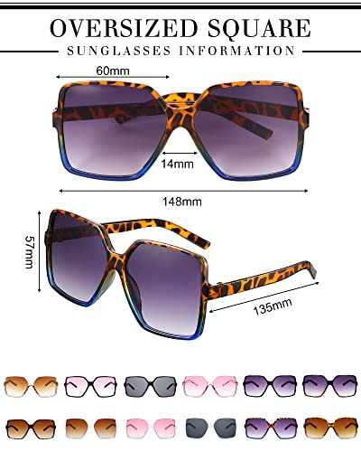 Coume 12 Pairs Square Oversized Sunglasses Shades Retro Square Sunglasses for Women Men Trendy Y2k bulk3