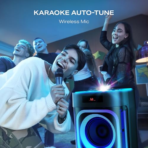 Image of Boat 2025 Launch PartyPal 700, 300W, Disco Ball, Karaoke Auto-Tune, Rechargeable UHF Wireless Mic, RGB LEDs, 6H Battery, Trolley-Wheels, Bluetooth Speaker, Karaoke mic with Speaker (Premium Black)