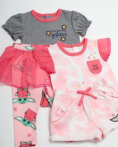 STAR WARS The Mandalorian Baby Girls' Clothing 4-Piece Set, Baby Yoda Baby Clothes with Bodysuit, Tee, Shorts, and Pants2