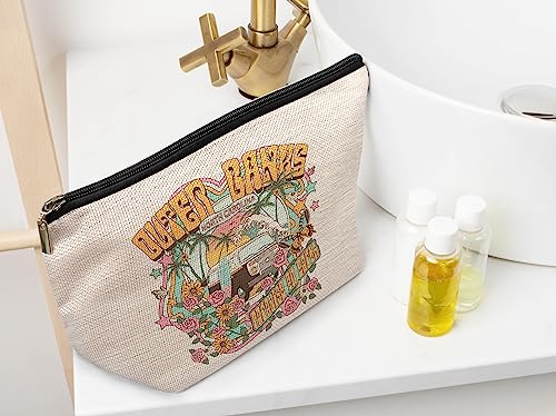 Ayxvt Outer Banks Paradise On Earth Decor Cosmetic Bag,Retro Summer Bus Sand beach Clipart Decorative Women's Makeup Bag Zipper Pouch Travel Toiletry,Gifts For Summer Lovers Women Girls2