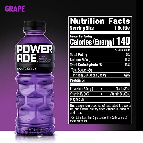POWERADE, Electrolyte Enhanced Sports Drinks w/ vitamins, Grape, 20 fl oz, 24 Pack