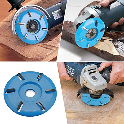 Wood Carving Disc Set, 5/8" (16mm) Bore Angle Grinder Wood Carving Disc And Wood Grinder Disc, Wood Carving Grinder Coping Woodworking Angle Grinder Accessories (Blue&Black, 3-1/2" Carving&4" Shaping)