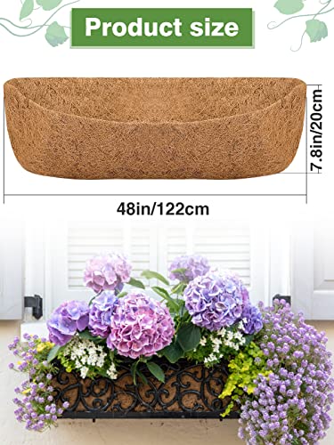 Image of 48in Coco Liners for Window Planter Box - 3 Pack 100% Natural Coconut Coir Fiber Liner Replacement for Deck Flower Box, Garden Railing Fence Trough, Wall Planter Basket, Vegetables Pot