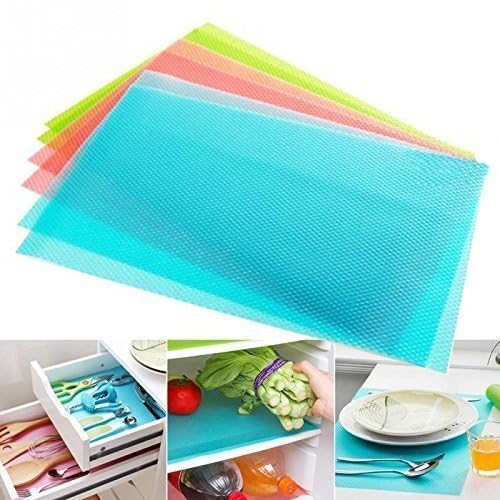 Yellow Weaves 6 Pieces PVC Fridge Mats for Shelves, Refrigerator Shelf Mats, Multipurpose Drawer Mat, Waterproof, Washable (11x17-inch, Multicolour) 2