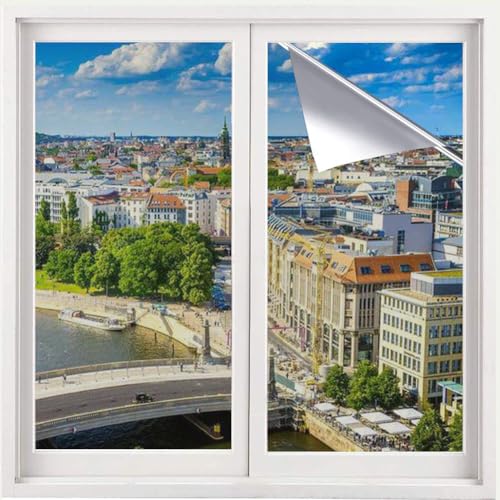 (44.5X200cm Silber) Fensterfolie Sonnenschutz Hitzeschutz innen oder außen
