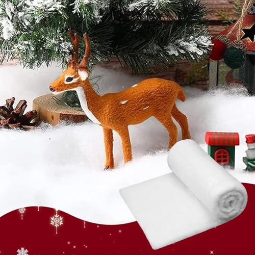 Manta de nieve artificial Mimoqk de algodón sintético para decoración navideña 5
