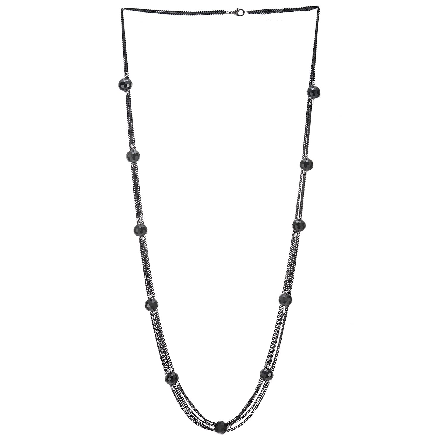 COOLSTEELANDBEYOND Statement ColLar Multi-Hilo Largo Cadena con Facetado Cristal BoLa Colgantes Vestir