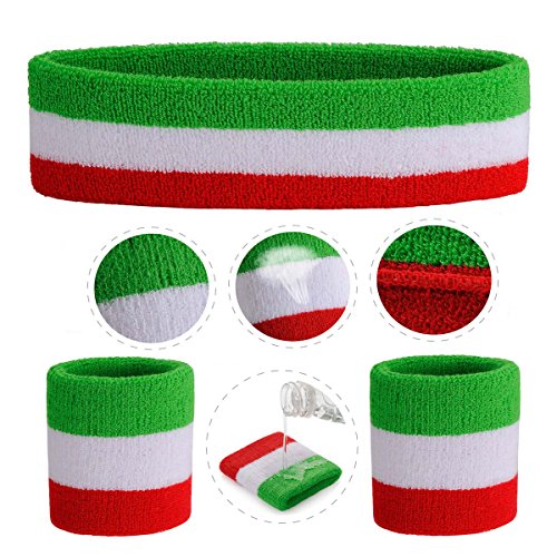 Image of ONUPGO Sweatband Set Sports Headband Wristband Set Sweatbands Terry Cloth Wristband Wrist Sweatband Headbands Moisture Wicking Sweat Absorbing Head Band