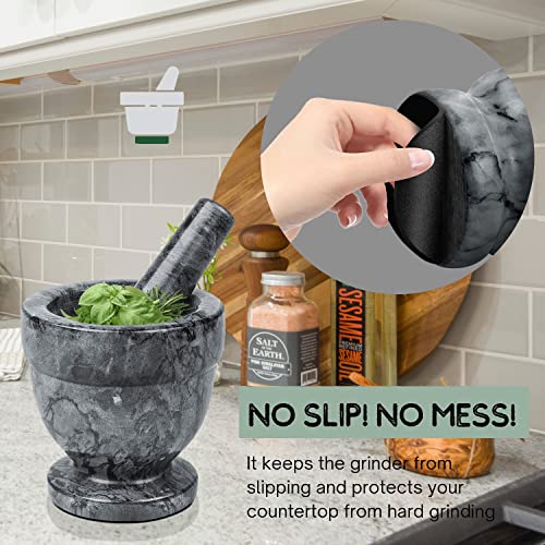 Flexzion Mortar And Pestle Set, Black - Solid 4 Inch Heavy Granite Molcajete Stone Grinder Crusher Bowl For Guacamole, Herbs, Spices, Garlic, Medicine Pills, Grain, Kitchen, Cooking #TOP5