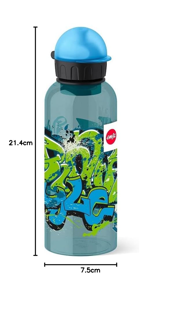 Emsa Butelka do picia dla dzieci, 600 ml, zamknięcie zabezpieczające, Teens Graffiti, Tritan, 518129