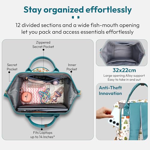 Image of StarAndDaisy Baby Diaper Bag for Mother Travel /Diaper Bags for Mother for Travel with Laptop Pocket, Multi Compartments, Insulated Bottle Pockets, Waterproof, Ultra soft fabric - Animal Print