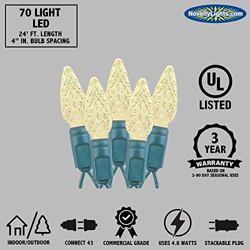 Novelty Lights CGC670-G-Y/P/G ‎‎‎Novelty Lights 24Ft 70 Led C6 Led Mardi Gras String Lights, Outdoor Christmas Tree Commercial Grade Led String Lights thumb #3