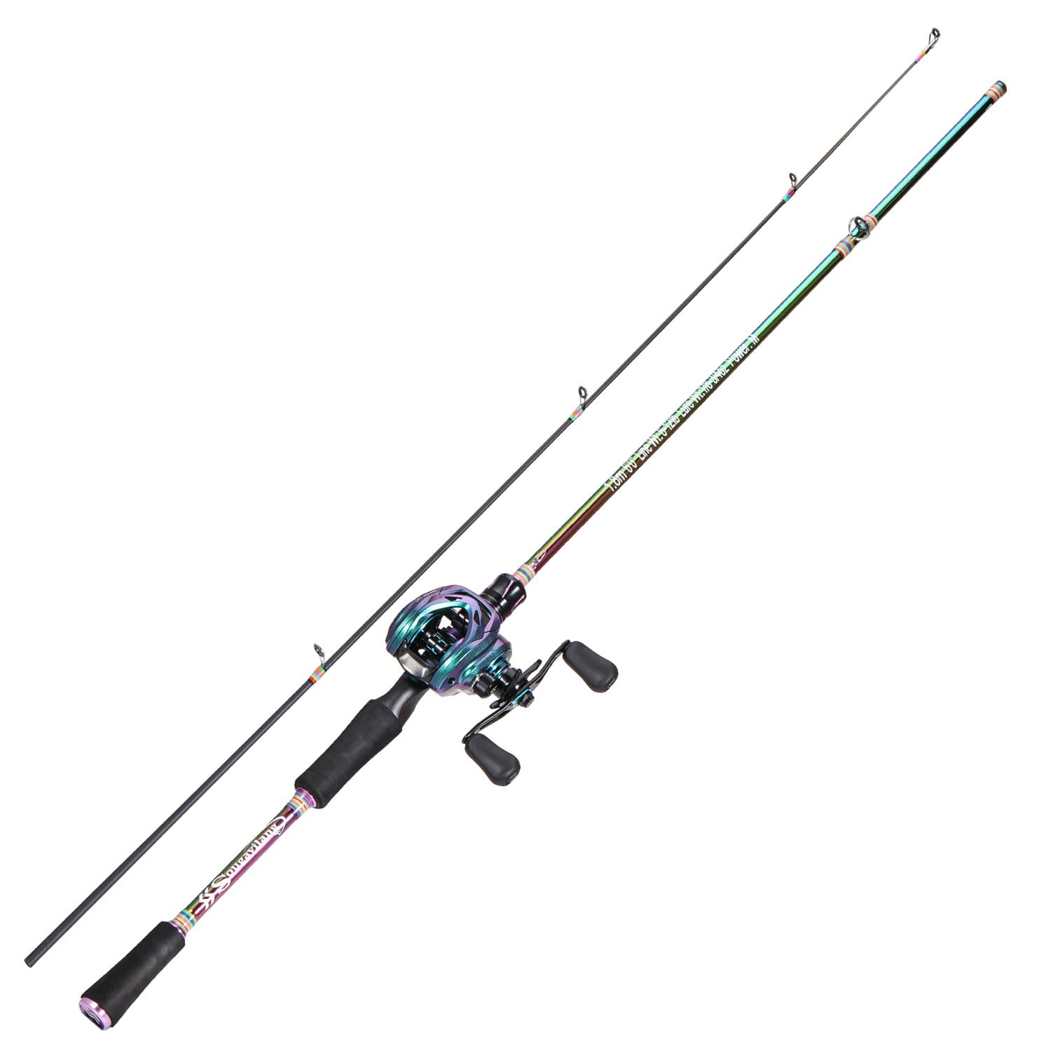 Sougayilang Spinning Angel Combo, 2-teilige Bunte tragbare leichte Angelrute mit super glatter Angelrolle für Süßwasser und Salzwasser