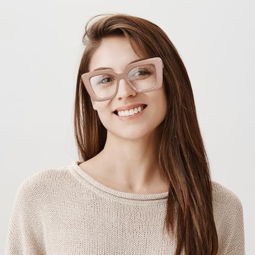Image of FEISEDY Oversized Square Blue Light Blocking Glasses for Women Men Fashion Computer Glasses Reduce Eye Strain B0111