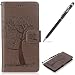 Produktbild LG V30 Hülle,LG V30 Leather Handyhülle,WIWJ Handyhülle Wallet Case[Imprinted Baum und Eule Handyhülle]Hüllen Schale Schutzhüllen für LG V30-Grau