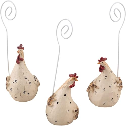 Miniatura 1 de Lurrose Soporte de escritorio para tarjetas de visita de pollo, soporte de escritorio rústico para decoración de mesa, titular de la tarjeta de