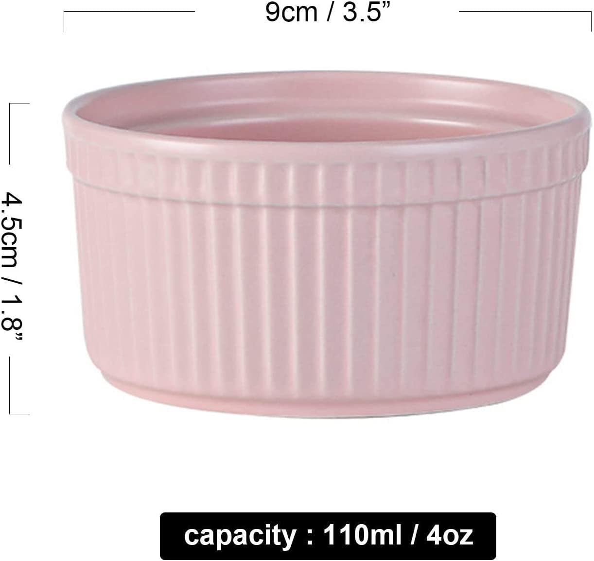 Bol à soupe, bol à riz, bol à déjeuner, ensemble de ramequins, 120 ml, ramequins à crème brûlée, plats à soufflé allant au four, ramequins à soufflé, ramequins for friteuse à air-rose-lot de 2 ( Color